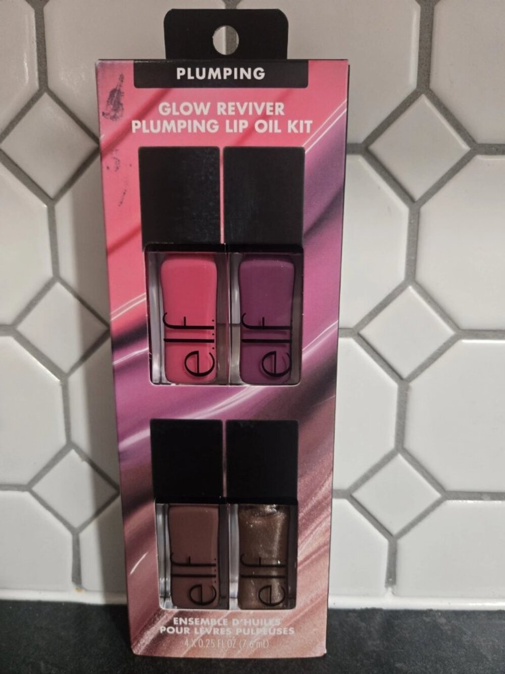 4 pk e.l.f. Plumping Glow Reviver Plumping Lip Oil Kit Gloss